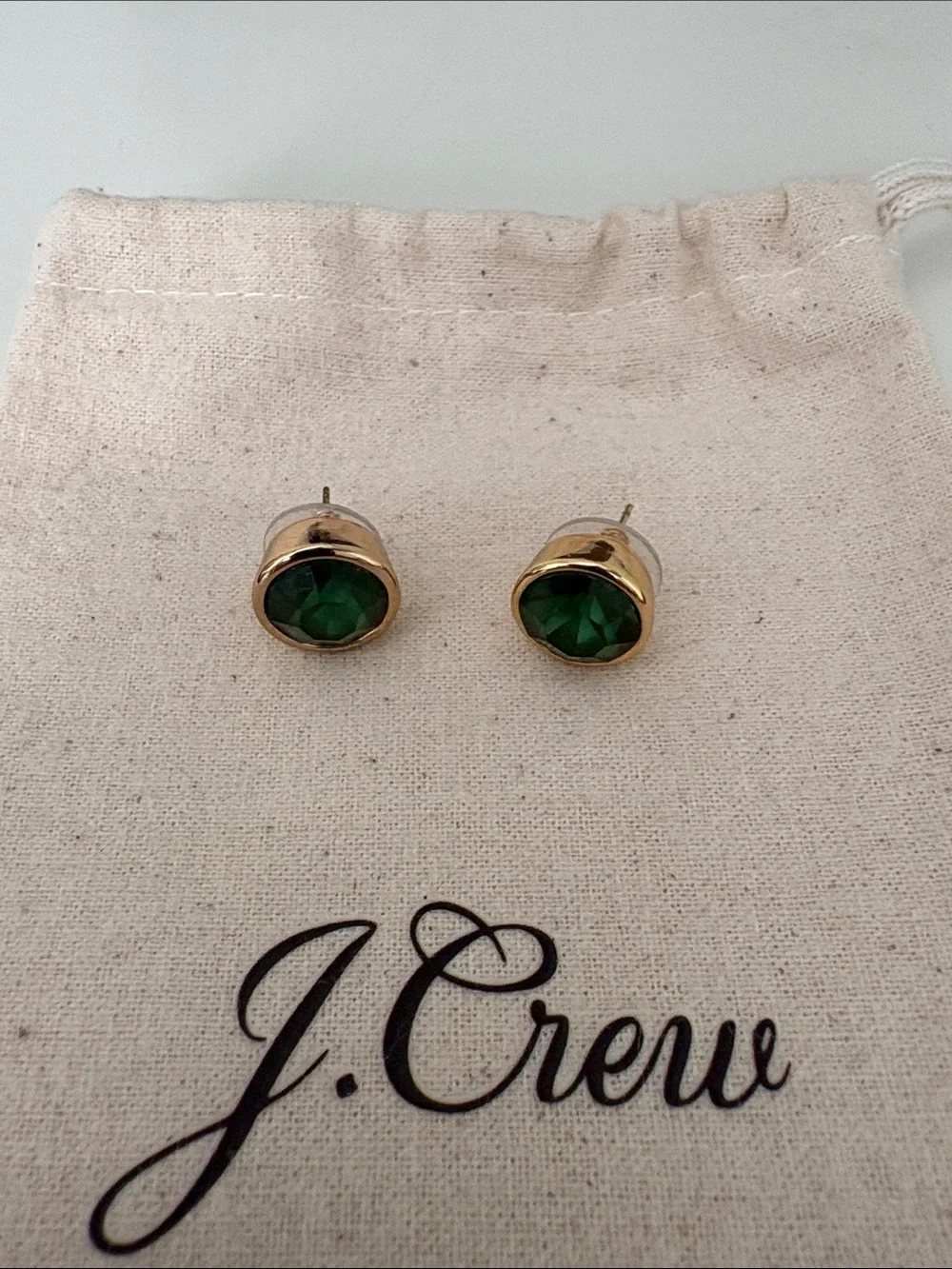 NWOT J. Crew Dark Green Stud Earrings